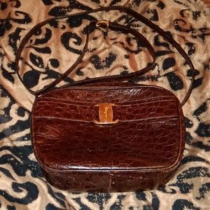 Vintage Salvatore Ferragamo Croc and Leather Crossbody Bag